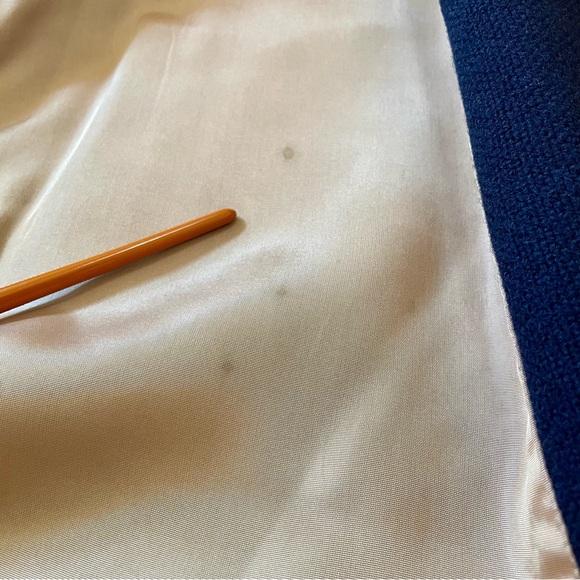 Vintage Rothmoor Coat Navy Blue Wool 40s Union Made A Line Pockets Jewel Accents - Picture 11 of 16